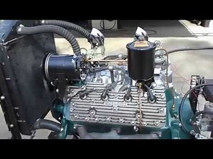 Ford Flathead 284 cid Navarro 2x2 Engine 1007 LD Isky Cam Running