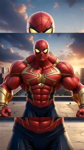🔥 Muscular Spider-Man Running | Iron Spider Suit Transformation (Red & Gold) #shorts