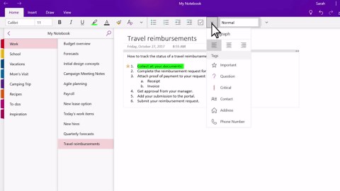 OneNote でノートを書式設定する