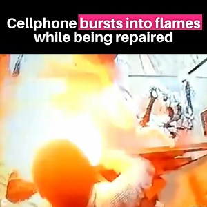 This phone is literally blowing up. A repairman’s attempt to fix a customer’s cellphone backfired after the device’s battery exploded and suddenly burst into flames at a shop in India last week. The security footage was posted to Twitter, showing the mobile explosion that nearly killed the young client and shopkeeper. The India Herald said the young boy had gone to a mobile repair shop in Pali because he was unable to charge his phone. When the repairman, Mahesh Chaurasia, tried to inspect the d