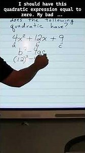 The Discriminant of a Quadratic - One Real Solution #maths #discriminant #algebra
