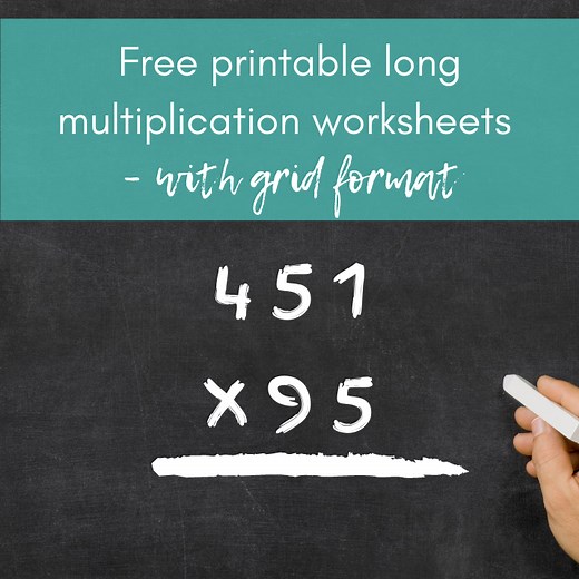 Free printable long multiplication worksheets with grid format - Planning With Kids