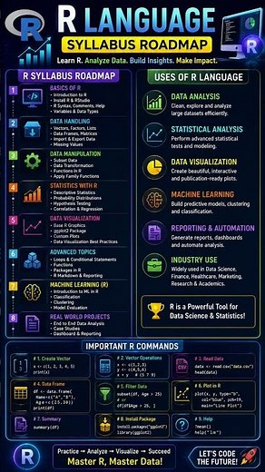 R Language Complete Roadmap 🔥 | Syllabus + Uses + Important Commands | Learn R for Data Science