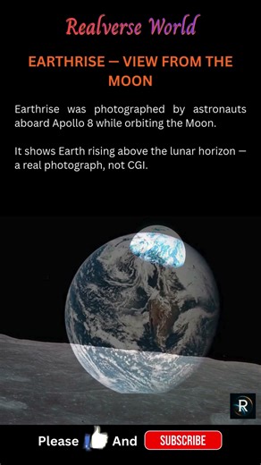 Earthrise From the Moon 🌍 | Real Apollo 8 Photograph (Not CGI) #space #universe