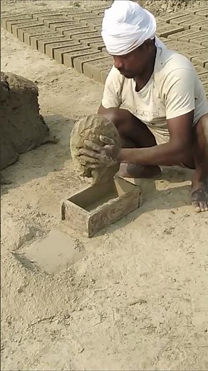 Traditional brick making: handcrafting bricks from scratch.