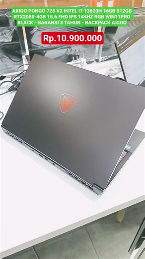 laptop gaming murah i7 gen13 AXIOO PONGO 725 V2 INTEL I7 13620H 16GB RTX2050-4GB FHD 144HZ WIN11