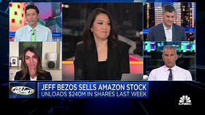 Jeff Bezos just sold $240M worth of $AMZN stock to help fund Blue Origin... but is that the only reason he's dumping shares? @GuyAdami, Julie Biel, @RiskReversal, and @TimSeymour debate how this could impact the tech giant: | CNBC Fast Money