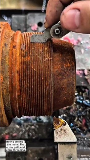 Precision Threading: CNC Lathe Cutting Threads on Metal