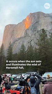 El Capitan is not actually on fire, but it sure looks like it! Hundreds of admirers reveled in the "Firefall" phenomenon at the rock formation in Yosemite National Park. | Florida Today