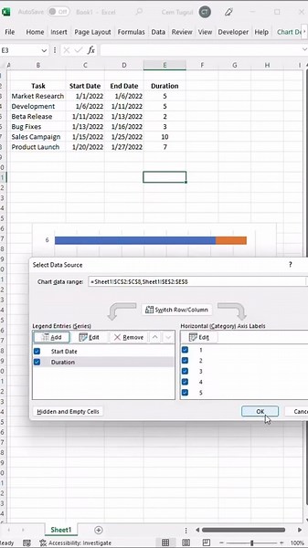 Gantt Chart in Excel | 60 Seconds Tutorial #shorts