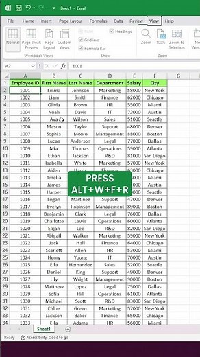 Never Chase Your Headers Again in Excel #ExcelShortcuts #Shorts