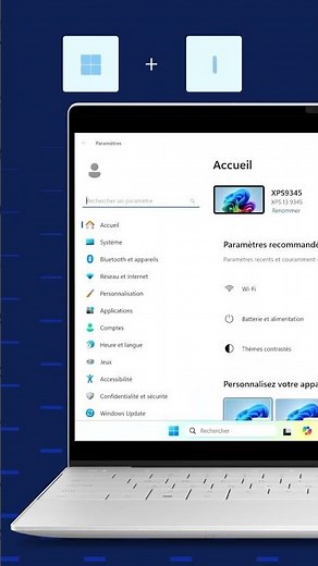 Raccourci clavier Windows + I | Accéder aux paramètres du système