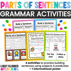 Parts of a Sentence Activities - Subject & Predicate Grammar Games