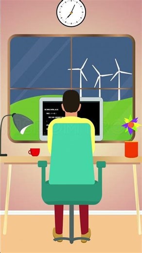 Vector Animation Of A Man Working At The Computer From Home