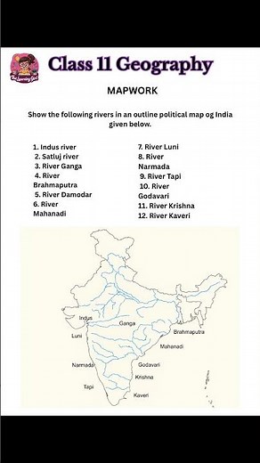 Class 11 Geography Map Work | Rivers of India | Important Rivers for Exam | CBSE/NCERT