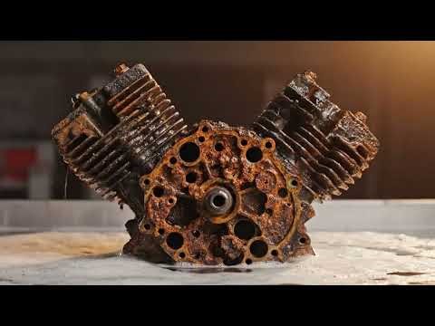 Extreme Rust Removal! Restoring a Rusted V-Twin Engine Block Covered in Heavy Corrosion