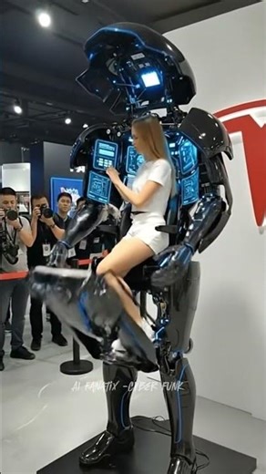 She rode this humanoid robot in public #robot #innovation #crazy