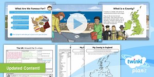 Geography: The UK: Around the Counties Year 3 Lesson Pack 3