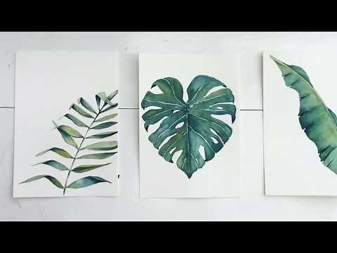 Palm leaf watercolor tutorial step by step.