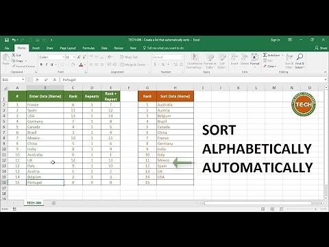 TECH-006 - Create a list that automatically sorts data (alphabetically) as you enter data in Excel