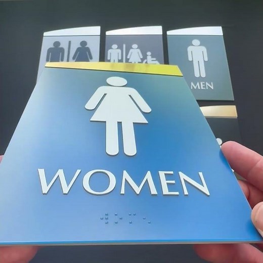 Contemporary Wave Series Restroom Signs at JustBrailleSigns.com
