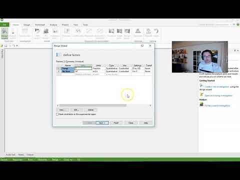 Set up Design of Experiments (DoE) plan with MODDE