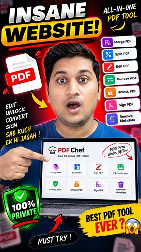 Ye PDF Website Dekh Kar Tum Shock Ho Jaoge 🤯🔥 | All-in-One PDF Tool#shorts