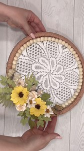 107K views · 1K reactions | ✨ It’s wild what you can create with a little yarn, a doily, felt, pretty flowers, and a wooden beaded wreath! Trust me—you’re gonna want to see how this all comes together Want the full tutorial sent straight to your inbox?Just comment “112” below and I’ll send it right over! 臨瑱淋#DollarTreeDIY #HomeDecorHack #CraftWithMe #JuliesWreathBoutique #EasyCrafts #BudgetFriendlyDecor | Julie's Wreath Boutique | Facebook