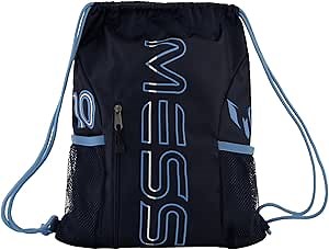 Messi Boys Lifestyle Drawstring Bag, Front & Water Bottle Pocket, Dark Blue