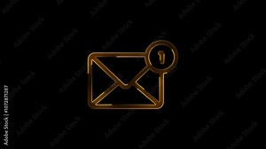 Neon Email Notification Icon with New Message Alert – Illuminated Envelope Symbol for Communication, Messaging, and Updates in Modern Digital Interface
