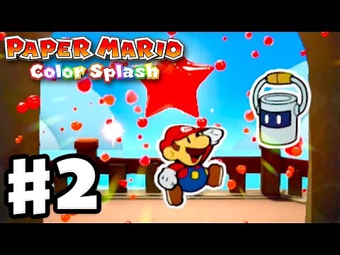 Paper Mario: Color Splash - Gameplay Walkthrough Part 2 - First Mini Paint Star! (Nintendo Wii U)