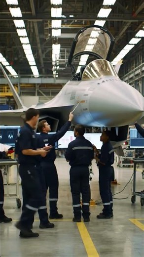 Worker's Testing A Combat Aircraft Inside A Factory— Powerful Aviation Engineering !