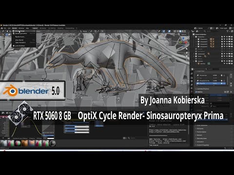 Blender 3D Benchmark Test NVIDIA RTX 5060 8GB OptiX - Sinosauropteryx Prima by Joanna Kobierska