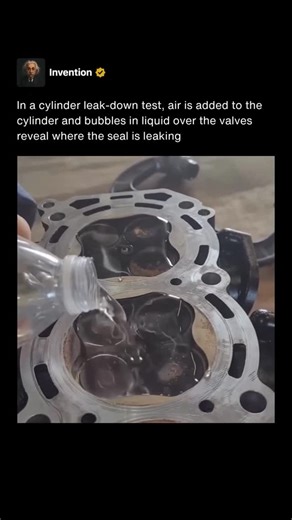 Invention on Instagram: "A cylinder leak-down test is used to measure how well each cylinder in an engine holds pressure. Instead of simply checking compression, this test introduces compressed air into the cylinder while the piston is at top dead center on the compression stroke. The goal is to see how much air escapes and where it escapes from, giving a more precise view of the engine’s internal condition. When air is applied, mechanics can observe the system for leaks in several key areas. Ai