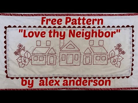 Free Shadow Redwork Pattern: Love Thy Neighbor