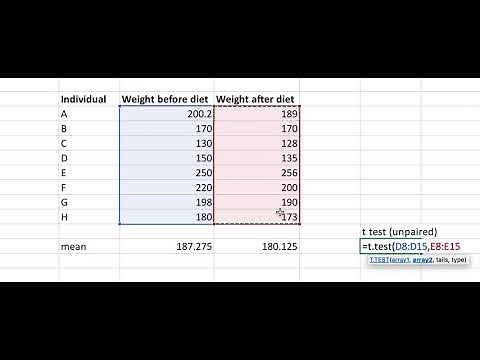 How to perform paired t-test in Excel
