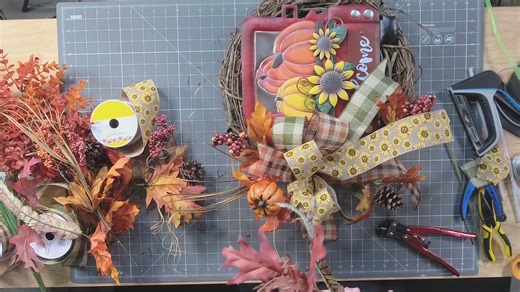 4K views · 77 reactions | In this video, check out how Damon makes a classic looking fall grapevine wreath using fall florals, ribbons and a metal truck sign. It all comes together so perfectly, y'all! | DecoExchange | Facebook