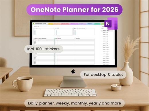 Onenote Planner 2026, Daily, Weekly, Monthly, Yearly, Hyperlinked Onenote Template Incl Stickers (digital Download) - Etsy UK