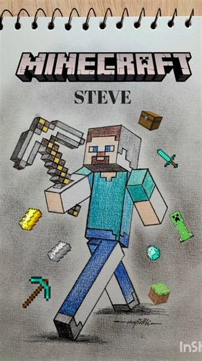 Drawing Steve From Minecraft | Pencil Color Drawing