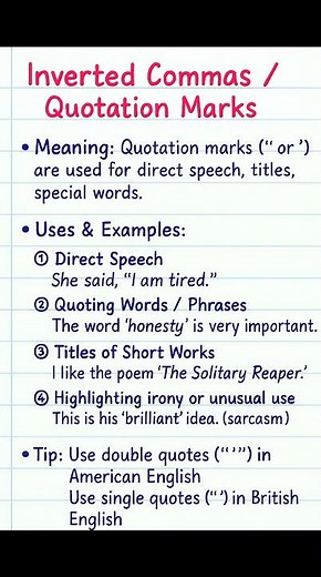 Inverted Commas / Quotation Marks | Easy Grammar Guide