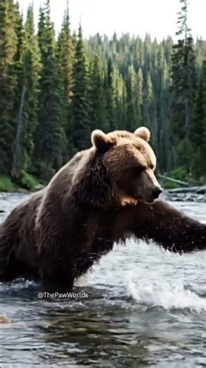 Bear Catches Salmon 🐻🐟 | #Wildlife #Shorts