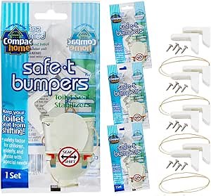 Compac Home 11240 Toilet Seat Stabilizers Safe T Bumpers, Lock Place, Keeps Children, Elderly, Disabled Safe from Slipping Off Shaking, Moving or Wobbly Toilet Seat (4 Sets), White