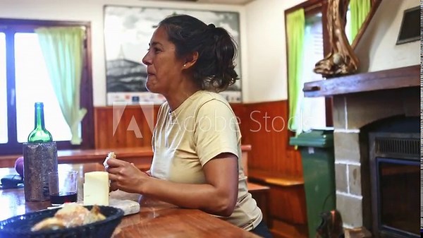 Woman enjoying traditional cuisine in Basque country