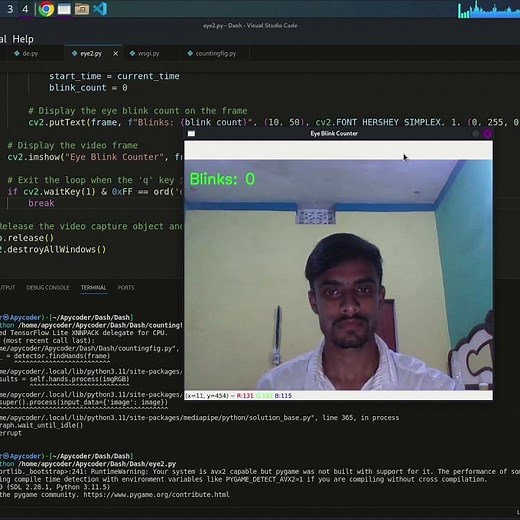 Eye blinking counter with python opencv