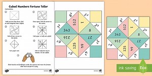 Cubed Numbers Fortune Teller Worksheet