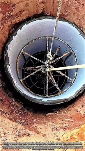 Install The Concrete Pipe Down The Borehole #job #skills #smart #workers