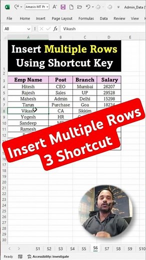 Insert Multiple Rows Using 3 Shortcut Key | Insert Multiple Rows | Add Multiple Rows Using Shortcut