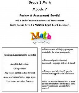 Grade 3, Math Module 7 REVIEW & ASSESSMENT (PDFs, Microsoft Word, & Smart Board)