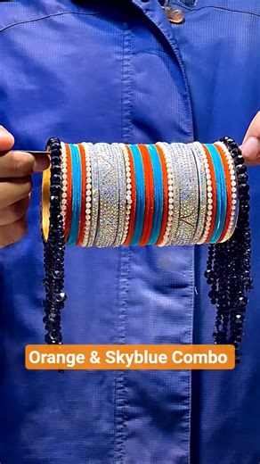 Orange & Sky Blue Velvet Bangles Making | Dual Color Bridal Churi Set 2025 | Fancy Wedding Bangles
