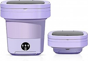Upgraded 11L Portable Mini Washer, Foldable Small Washing Machine for Apartment Travel Laundry Camping, RV Dorm, Purple
